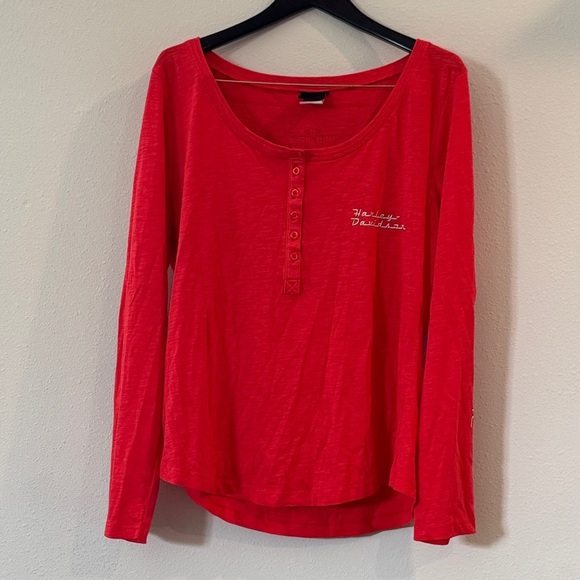 Harley-Davidson Red Long Sleeve Blouse - Picture 1 of 5